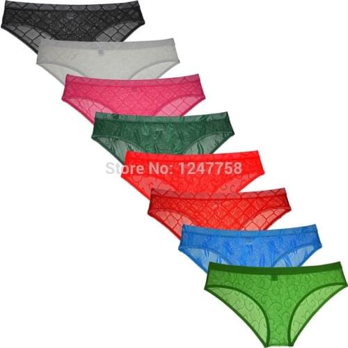 Men See-through Jacquard Lace Bikini Briefs Transparent Low-waist Briefs Sexy Men Underwear Ropa Interior Masculina