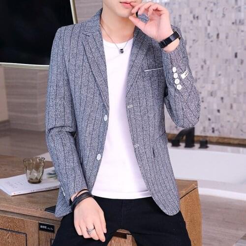 2021 Mens New Striped Double Buckle blazer Four Seasons Mens Youth Casual Business blazer