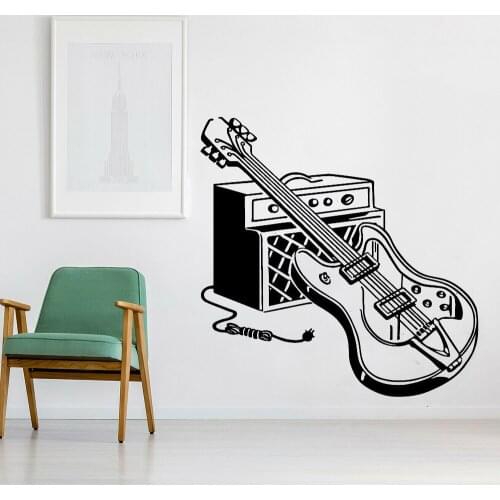 Electric Guitar Wall Sticker Home Decoration School Classroom Popular Rock Music Instrument Vinyl Removble Wall Decal Z103