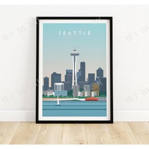 Seattle Print Wall Art Poster | Minimalist Travel Poster | Seattle Skyline | Seattle Gift Idea