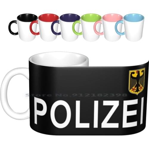 German Police , Polizei Ceramic Mugs Coffee Cups Milk Tea Mug German Police Polizei Fake German Police Pozilei Berlin City