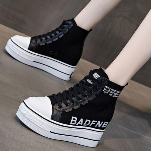 Summer New Thin Women Platform Shoes Breathable High-top Womens Canvas Shoes Increase In All-match Leisure