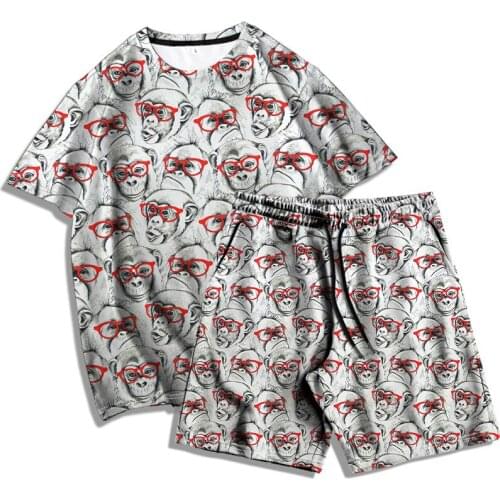 New 3d Animals Printed Mens Sets Summer Short Sleeve T Shirts and Shorts 2 Piece Set Funny Unisex Oversized Sport Outfit S-6XL