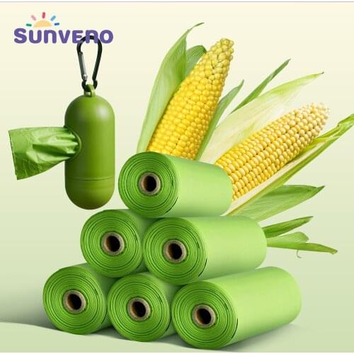 Degradable Corn Starch Pet Baby Garbage Bag Disposal Bags Portable Nappy Garbage Bag Refillable Bin Box Case Eco friendly