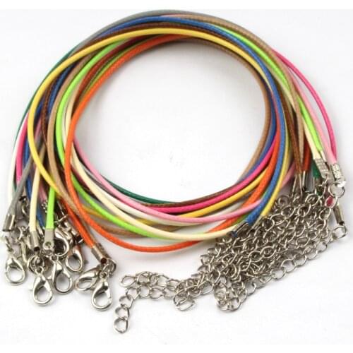 Multicolor 10Pcs/Lot 1.5MM Handmade Leather Adjustable Braided Rope Necklaces Pendants Charms Findings Lobster Clasp String Cord