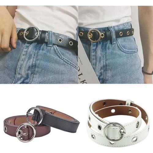 Waist Belt Metal Buckle Casual PU Leather Belts Women Fashion Solid Round Shape Buckle Harajuku Cinto