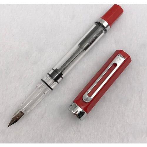 1pc Matte Red Transparent Fountain Pen School Supplies Plastic Student Writing Practise 0.38mm 0.5mm Ink Pens Stationery