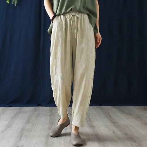 Shanghai Story Womens Soft Casual Drawstring Tie Elastic Waist Loose Jogger Pants with Pockets