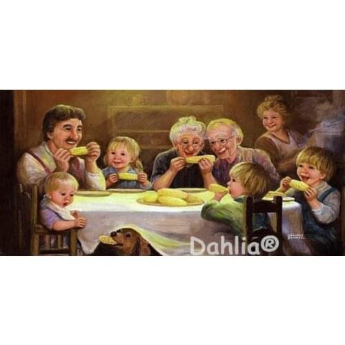 Warm family Happy Enjoyable Handmade Needlework Embroidery DIY Cross Stitch Kits Crafts 14CT Unprinted Home decor wall Arts