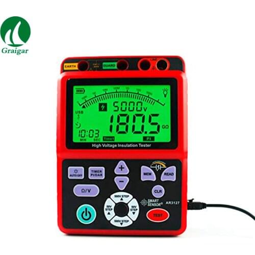 Smart Sensor AR3127 Digital High Voltage Insulation Resistance Tester 0.0-1000G ohm ,250-5000V