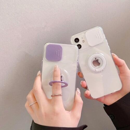 Gorgeous Clear Thick Bumper Soft Phone Case For iPhone 12 11 Pro Xs Max X Xr SE 7 8 Plus Camera Protection Case on Bracket Shell