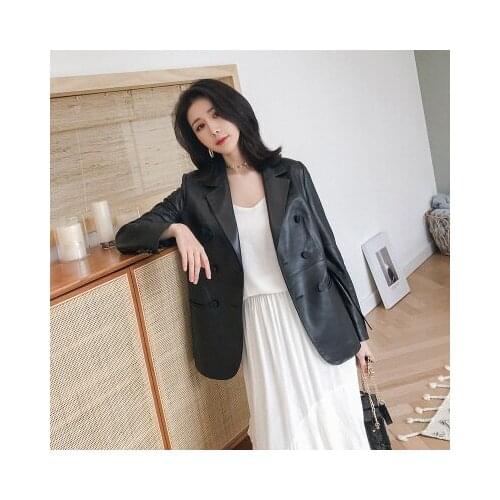 Spring Women Genuine Real Sheep Leather Jacket R244