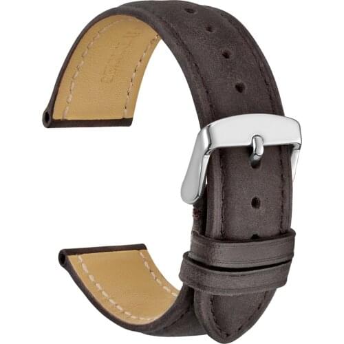 WOCCI Genuine Leather Watch Bands 18mm 20mm 22mm 23mm with Stainless Steel Buckle for Men Women