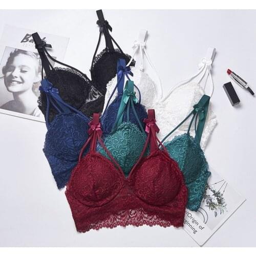 Women Bra Push Up Lace Bralette Padded Plus Size Wireless Sexy Lingerie Black White Blue Green Wine Red Underwear