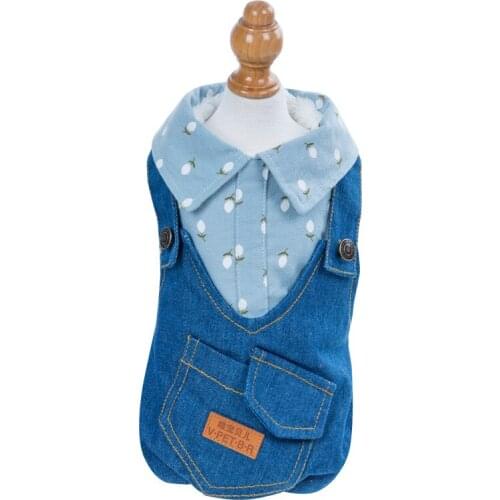 Dog Pet Winter Clothes Apparel Print Jean Dog Cat Jumpsuit Dog Pet Winter&Autumn Coat Classic Pet Puppy Cat Apparel 5 sizes