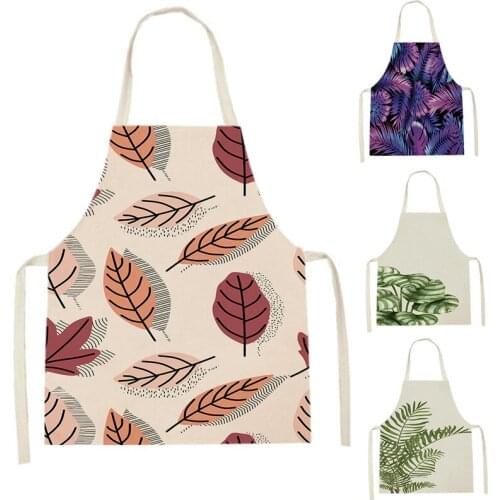 1Pcs Plant Flowers Kitchen Aprons for Women Bibs Household Cleaning Pinafore Floral Leaves Home Cooking Apron 47-38cm Delantal