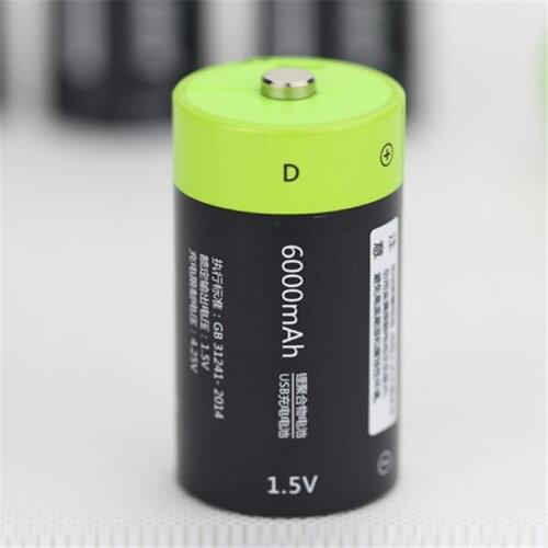 1pcs/lot ZNTER 6000mAh 1.5V rechargeable battery size D USB lithium polymer battery fast charging via Micro USB cable