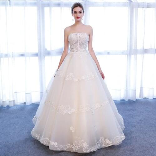 164 vestido de noiva plus size simples barato boda civil bridal gown lace strapless vestido vintage