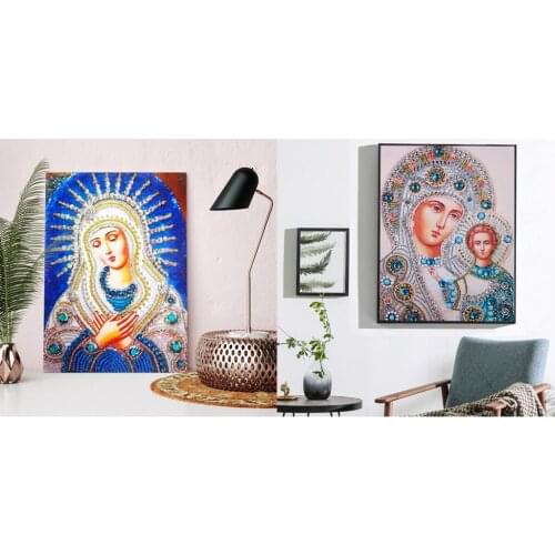 2 Set Special Shaped Religion Diamond Painting DIY 5D Partial Drill Crystal Cross Stitch Kits