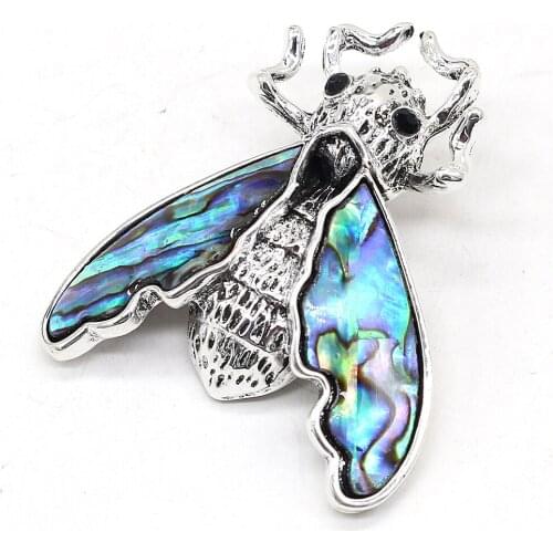 2021 New Natural Abalone Shell Vintage Insect Brooches For Women Men Pins Coat Accessories Gift DIY Making Necklace Jewelry