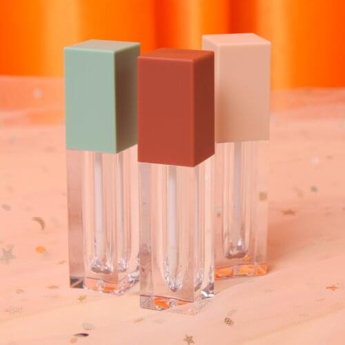 3ml Square Makeup Liquid Empty Lipstick Lip Gloss Tubes White Black Cap Transparent Frosted Cosmetic Packaging Container