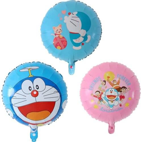 5pcs/10pcs 18inch Cartoon Doraemon Foil Balloons Jingle Cat Air Globos Happy Birthday Party Decoration Baby Shower Kids Toys