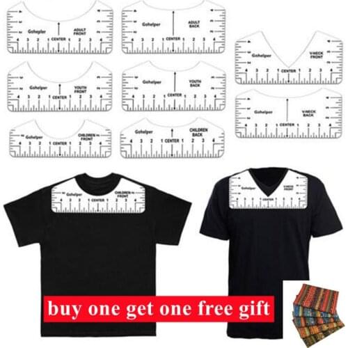 8Pcs T shirt Ruler V Neck Alignment Tool Tee Designing Guide Tool Design Guide For Front And Back Of Clothes Adults And Children