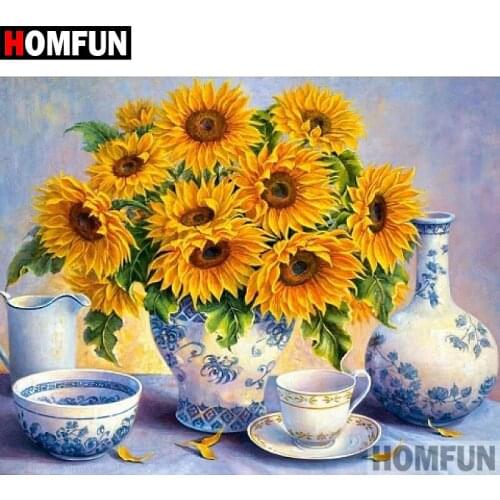 HOMFUN 5D DIY Diamond Painting Full Square/Round Drill "Yellow flower" 3D Embroidery Cross Stitch gift Home Decor A03776