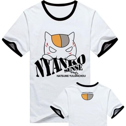 Anime Natsume Yujin-cho Cosplay Casual Polyester Short Sleeve Cute Stylish Personality Student Campus T-Shirt Size S-2XL
