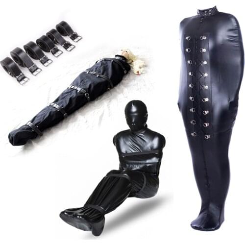 BDSM Sex Binding Mermaid Mummy Body Bondage Bag Sleeping Bag Sack Leather Straight Jacket Tights Female Erotic Costume Sex Toys