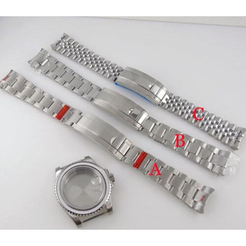 BLIGER Steel 40mm Automatic Watch Case fit NH35A Jubilee/Oyster Strap fit NH35A Seeing Back Screwdown Crown