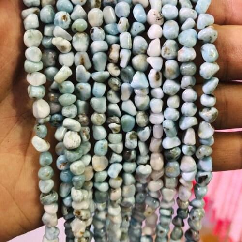 2Strings of 15.5" Natural Larimar Gem Stone Nugget Chip Beads 4x6mm Tumble Gem stone Loose Beads,For jewelry DIY