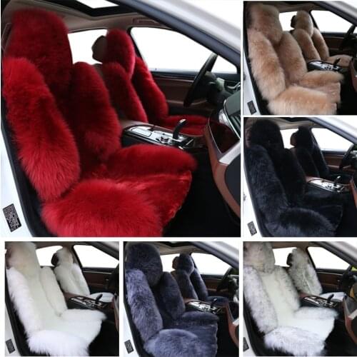 Universal Size 100% Australian long Wool Sheepskin Car Seat Covers Car Seat Cushion for Adult Man Women, 1 pc Red Car Seat cover