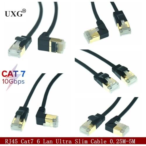 Ethernet Thin Cable RJ45 Cat7 6 Lan Ultra Slim Cable UTP RJ45 Network Cable for Cat6 Compatible Patch Cord 90 Degree Right Angle