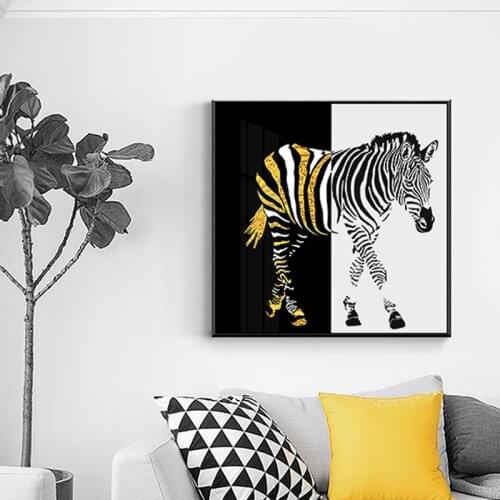 Black And Gold Zebra Canvas Painting Fashion Poster Print Animal Wall Art Pictures For Living Room Aisle Nordic Style Home Decor