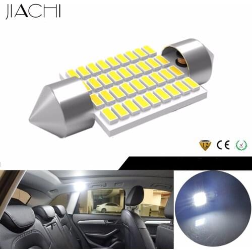 JIACHI 100PCS C5W Festoon 36mm License Plate Lamps 6418 3014 Chips 36 SMD Car Interior Reading Lights Dome Bulbs DC12V-24V White