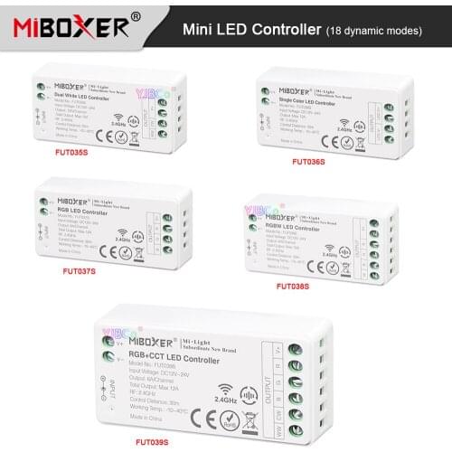 Miboxer 2.4GHz LED Strip Light Controller DC12V 24V Max 12A Single Color /Color temperature /RGB /RGBW /RGB CCT Lamp Tape Dimmer