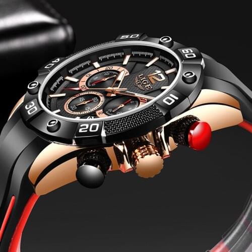Watch Men LIGE Fashion Silicone Quartz Mens Watches Top Brand Luxury Mens Business Waterproof Clock Male Sport Chronograph+Box