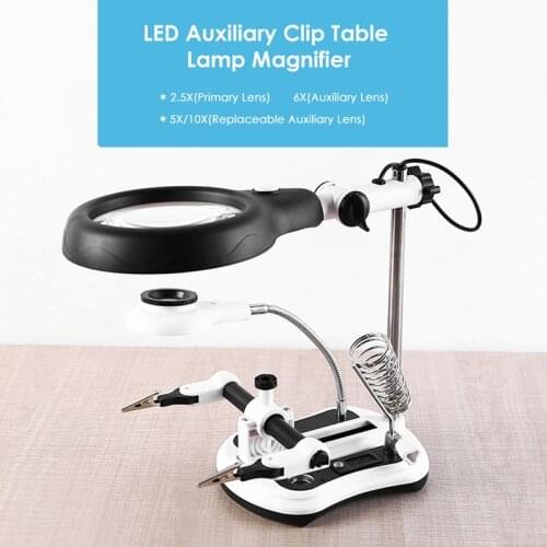 16130-108 18 LED Light DIY PCB Soldering Desk Magnifier Magnifiers Soldering Iron Helping Hands Auxiliary Clamp Alligator Clip