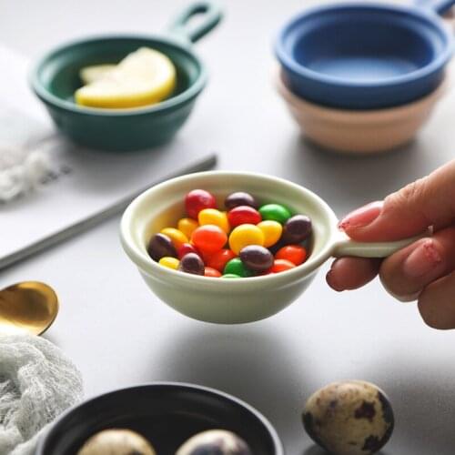 2 Pcs Cute creative ceramic household snack dipping dish with handle vinegar mustard jam dish dinner porcelain