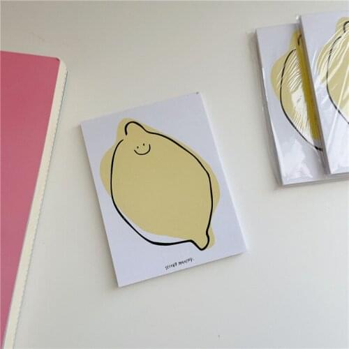Korean Ins Cartoon Cute Lemon Smiling Memo Pad Creative Learning Mini Notebook School Stationery Kawaii Message Paper 50 Sheets