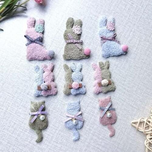 10pcs Rabbit Padded Patches Appliques for Craft Hat Clothes Legging Sewing Supplies Handmade DIY Hair Clip Fabric Accessories