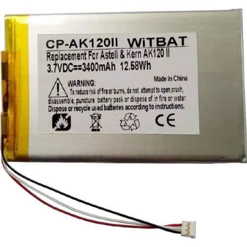 New 3.7V 3400mAh Li-Polymer Battery for Astell & Kern AK120 II Rechargeable Accumulator pack Replacement