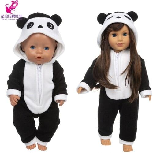 43cm baby doll clothes black panda romper set 40cm Nenuco Ropa y su Hermanita 18" american og girl doll clothes pajama set