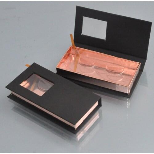 Wholesale Lash Box Packaging Eyelash Box Custom Faux Cils 25mm Mink Eyelashes Package Storage Magnetic Black Case Makeup Vendor