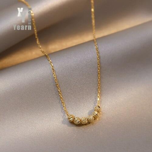 Golden Bean Necklace For Womens Light Luxury Niche Design Sense 2021 New Clavicle Chain High Sense Simple Accessories Summer