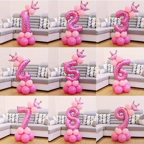 1st Blue Pink Digital Balloon Number Boy Girl Birthday Party Decoration First Giant 32" Foil Latex