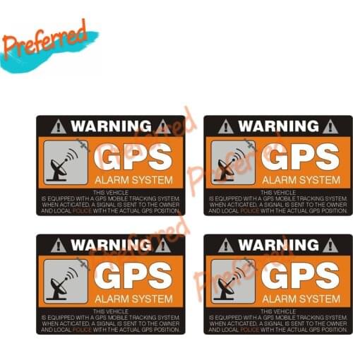 4 X Warning Car Sticker GPS Alarm System Decal Motocross Racing Laptop Helmet Trunk Wall Vinyl Car Sticker Die Cutting