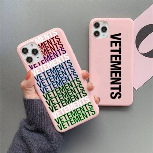 Luxury Design Brand Vetements Phone Case For iphone 12 11 Pro Max Mini XS 8 7 6 6S Plus X SE 2020 XR Matte Candy Pink Silicone