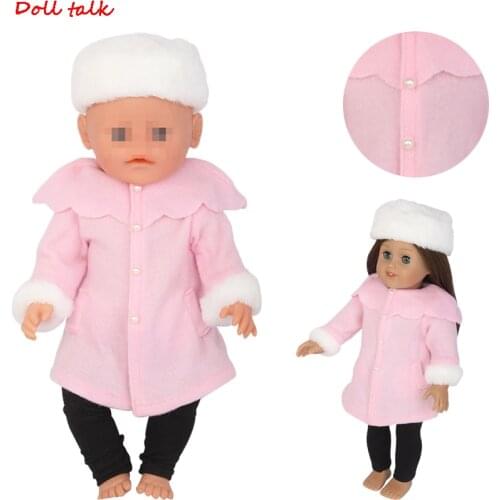 Pink Reborn Baby Dolls Clothes Winter Hat Jacket Trousers Set Fit For 18 inch American Dolls And 43cm Baby Doll Girl Gift